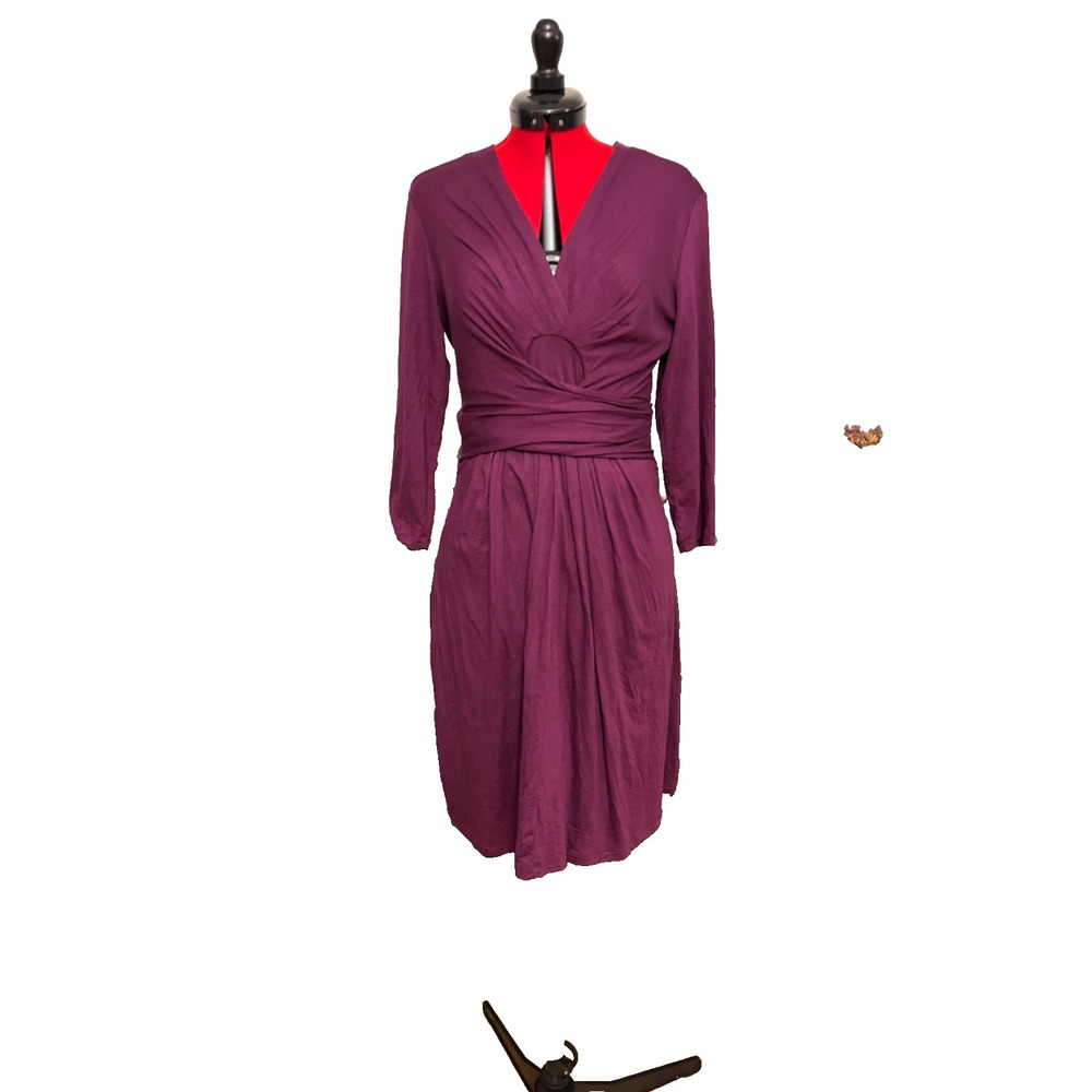 Banana Republic x Issa Womens Wrap Tie Dress Rayon Blend Merlot Medium business